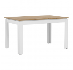 KONDELA Rozkladací stôl, biela/dub wotan 135-184x86 cm, VILGO