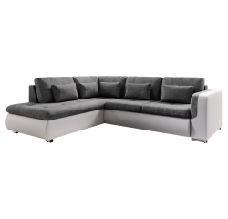 KONDELA Rozkladacia sedacia súprava, biela/sivá, ľavá, FURUD L ROH