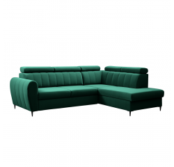 KONDELA Rozkladacia sedacia súprava, smaragdová, pravá, KORIO L