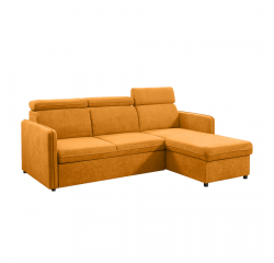 KONDELA Rozkladacia sedacia súprava, horčicová, ALECHANDRO A ROH