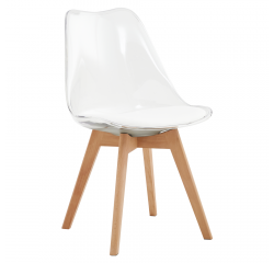 KONDELA Stolička, transparentná, akryl/ekokoža/buk, BALI 2 NEW