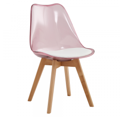 KONDELA Stolička, transparentná ružová, akryl/ekokoža/buk, BALI 2 NEW