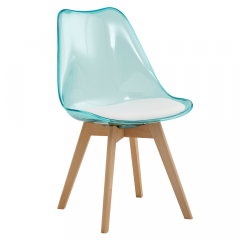 KONDELA Stolička, transparentná zelená, akryl/ekokoža/buk, BALI 2 NEW