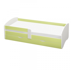 KONDELA Posteľ s roštom a úložným priestorom 90x200, biela/zelená, COCOLINO