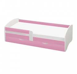 KONDELA Posteľ s roštom a úložným priestorom 90x200, biela/ružová, COCOLINO