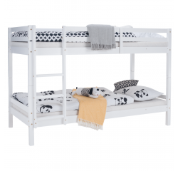 KONDELA Poschodová posteľ, 90x200, masívne drevo, biela, INEZA