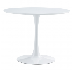 KONDELA Jedálenský stôl, okrúhly, biela matná, priemer 110 cm, REVENTON NEW