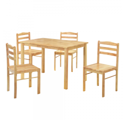 KONDELA Jedálenský set 1+4, masívne drevo, prírodná, LOAK