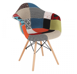 KONDELA Kreslo, patchwork/buk, TOBO 4 NEW
