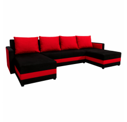 KONDELA Univerzálna sedacia súprava, čierna/červená, PAULITA U