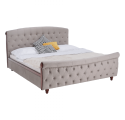 KONDELA Posteľ s úložným priestorom, 180x200, sivohnedá Taupe Velvet látka, BARETO