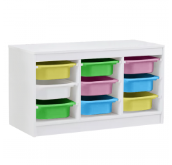 KONDELA Organizér s úložnými boxami, biela/mix farieb, TRIMAL