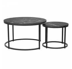 KONDELA Konferenčné stolíky, set 2 ks, tmavosivá/čierna, CIRKO