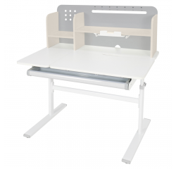 KONDELA Rastúci písací stôl, sivá/biela, ODIN