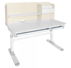 KONDELA Rastúci písací stôl, natural/biela, LEDIN