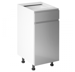 KONDELA Spodná skrinka, biela/sivá extra vysoký lesk HG, AURORA D40S1