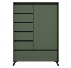 KONDELA Komoda, smoke zelená/čierna, LONGY REG1D5S1K