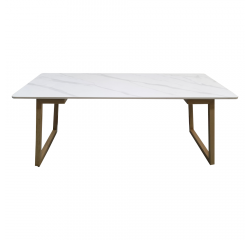 KONDELA Konferenčný stolík, biely mramor/buk, DEMIAN
