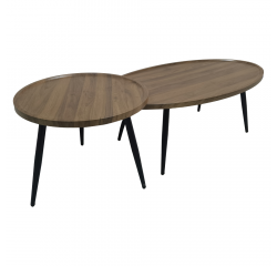 KONDELA Konferenčné stolíky, set 2 ks, dub/čierna, SILVIO