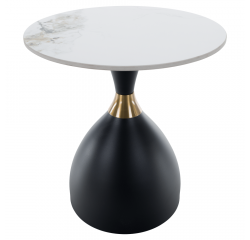 KONDELA Konferenčný stolík, biely mramor/čierna/zlatá, ODIS NEW