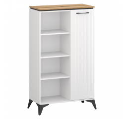 KONDELA Nízky regál, biela/dub evoke, VELIS 1D