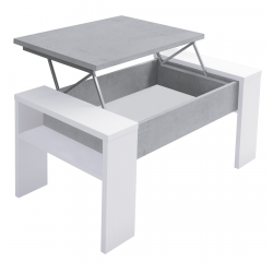 KONDELA Konferenčný stolík, biela/betón, PULA