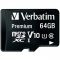 VERBATIM SDXC 64GB MICRO PAMATOVA KARTA PREMIUM UHS-I (U1) (70MB/S), V10, CLASS 10 + ADAPTER