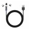 COLORWAY CABLE USB - LIGHTNING+MICROUSB+TYPE-C MAGN. ROTATION 540 2.4A 1M BLACK (CW-CBUU037-BK)