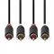 NEDIS STEREO AUDIO KABEL, 2X RCA KONEKTOR - 2X RCA KONEKTOR, POZLATENY, 3M