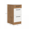 KONDELA Spodná skrinka, biela extra vysoký lesk HG/dub lancelot, VEGA D40 3S BB