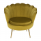 KONDELA Kreslo v štýle Art-deco, horčicová Velvet látka/gold chróm-zlatý, NOBLIN