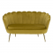 KONDELA Lavica v štýle Art-deco, horčicová Velvet látka/gold chróm-zlatý, NOBLIN