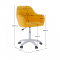 KONDELA Kancelárske kreslo, látka žltá/biela, SANTY
