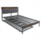 KONDELA Posteľ s roštom a výsuvnou prístelkou, 140x200, čierna/sivá, NORDO